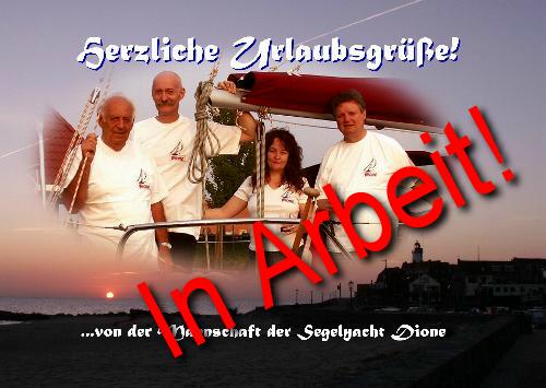 Gru�karte der Dione-Tour. Hintergrund aufgenommen in Urk (Ijsselmeer)