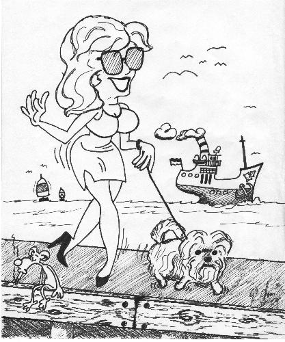 "Hafenszene" - Bordhund Oskar auf Landgang...